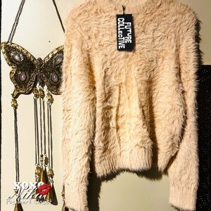 Future Collective Plush Fuzzy Sweater - Cream Size Large